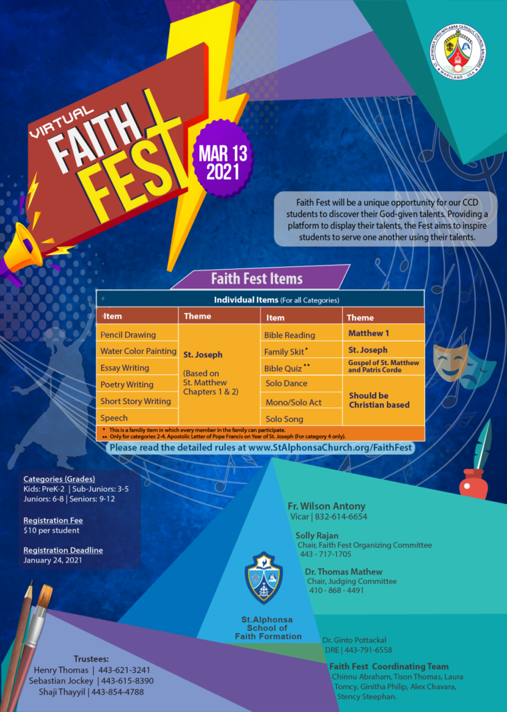 Faith Fest 2021 St. Alphonsa SyroMalabar Church Baltimore